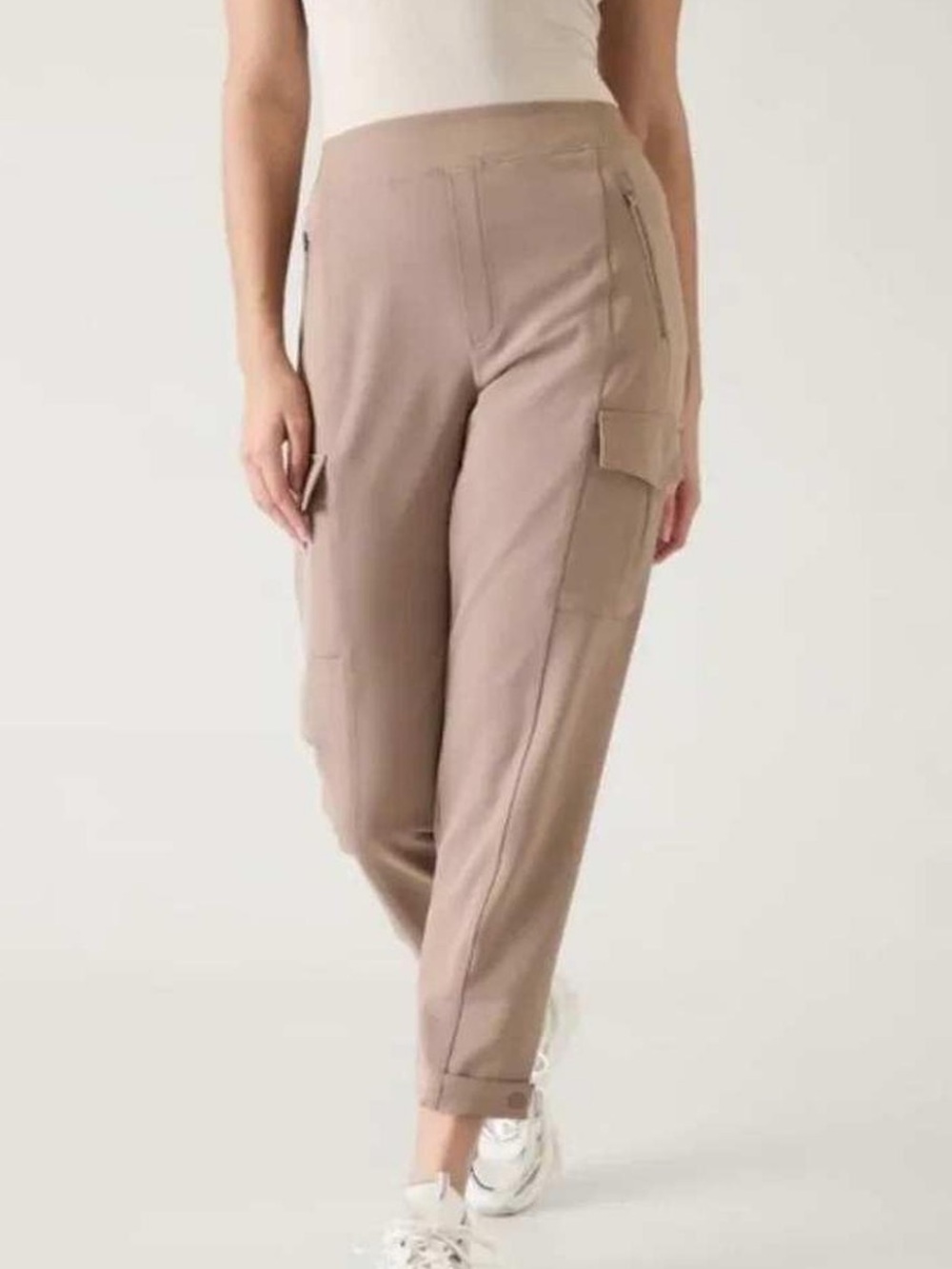 Athleta Endless High Rise Cargo Jogger Pants in Taupe | 14